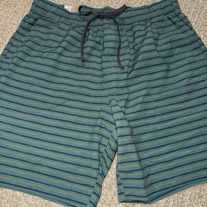 Prana Mens Metric E Waist Shorts ‎ Boardshort Green Stripe Size XL Swim 8"